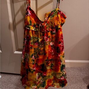 Floral Multicolor Spaghetti Strap Dress